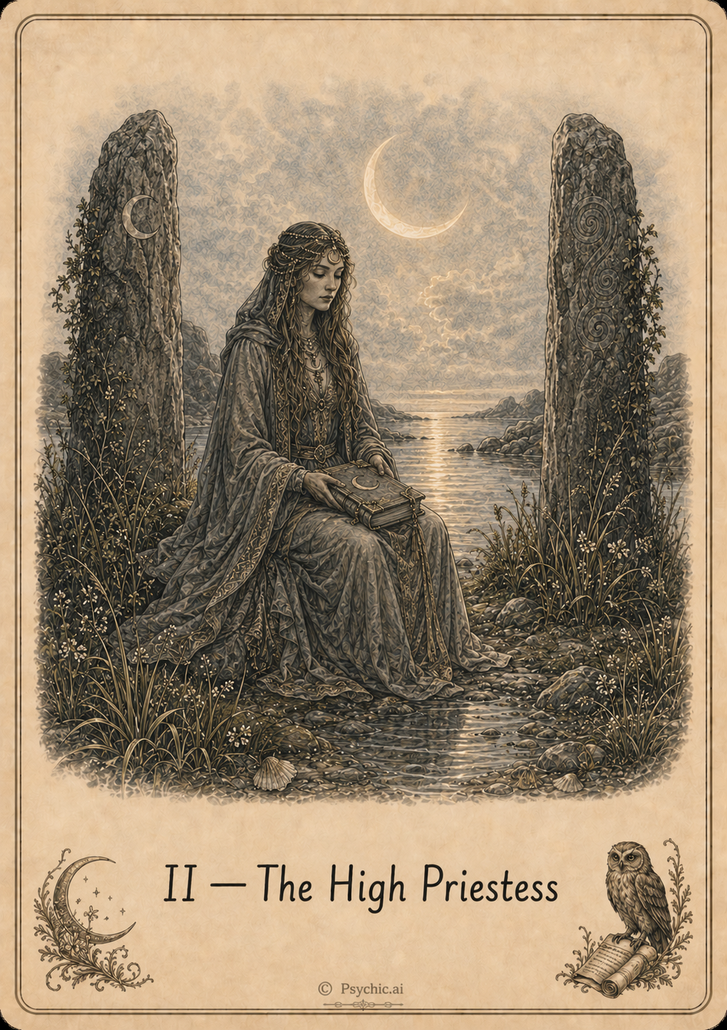 The High Priestess tarot card illustration
